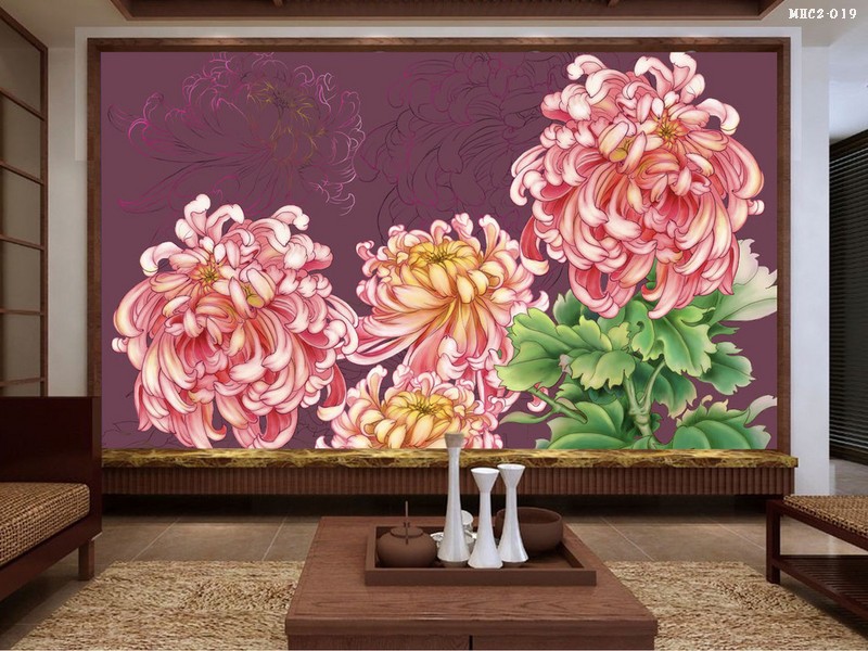 Tranh hoa cúc hồng MHC2-019